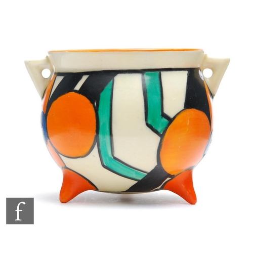 162 - Clarice Cliff - Picasso Flower - A cauldron circa 1929, hand painted with an abstract flower over a ... 