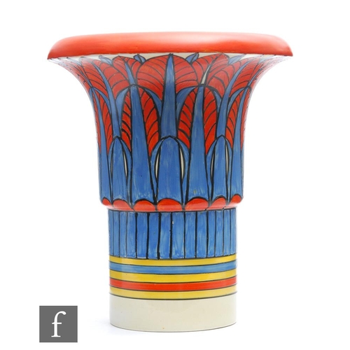 165 - Clarice Cliff - Archaic - A large shape 375 vase circa 1929, of stepped and flared cylindrical form,... 