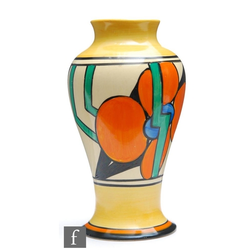 167 - Clarice Cliff - Picasso Flower (Orange) - A shape 14 Mei Ping vase circa 1930, hand painted with an ... 