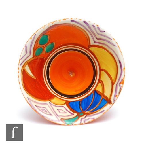 176 - Clarice Cliff - Melon - A small conical sugar bowl circa 1930, hand painted with a band of abstract ... 