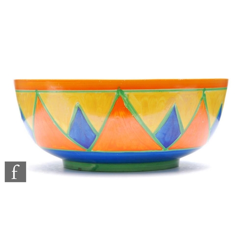 186 - Clarice Cliff - Original Bizarre - A Holborn shape fruit bowl circa 1928, hand painted with a band o... 