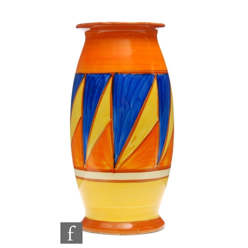 203 - Clarice Cliff - Original Bizarre - A shape 264 vase circa 1928, hand painted with a band of tringles... 