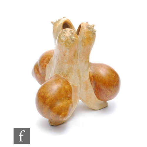 21 - Pierrefonds - An early 20th Century French Art Nouveau solifleur vase formed as three snails, model ... 