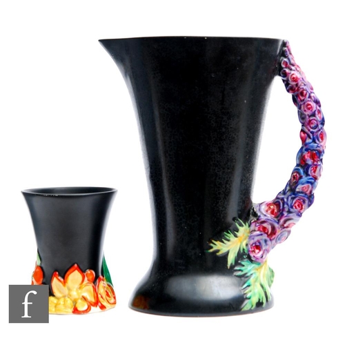 214 - Clarice Cliff - My Garden (Night) - A large shape 672 flower jug circa 1934, of footed flared form w... 