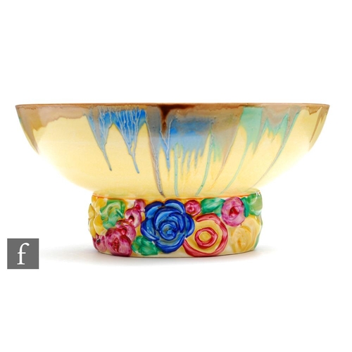 227 - Clarice Cliff - My Garden - A shape 671 footed bowl circa 1934, the ring foot relief moulded with fl... 