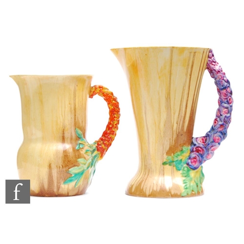 229 - Clarice Cliff - My Garden - A large shape 672 flower jug circa 1934, of footed flared form with a re... 