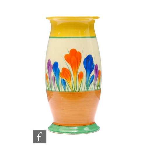 243 - Clarice Cliff - Crocus - A shape 265 vase circa 1932, hand painted with Crocus sprays between yellow... 