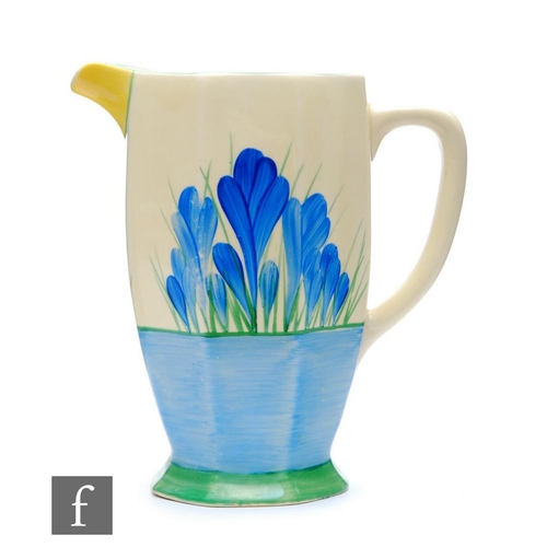 248 - Clarice Cliff - Blue Crocus - A medium size Athens shape jug circa 1935, hand painted with tonal blu... 