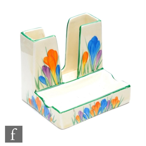 249 - Clarice Cliff - Crocus - A shape 420 cigarette holder and ashtray circa 1934, hand painted with Croc... 