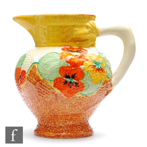 257 - Clarice Cliff - Nasturtium - A shape 564 George jug circa 1933, hand painted with stylised flowers a... 