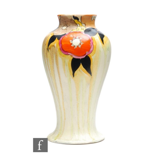 258 - Clarice Cliff - Latona Lydiat - A shape 14 Mei Ping vase circa 1932, hand painted with flowers and f... 