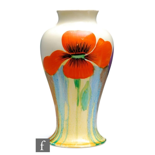 260 - Clarice Cliff - Delecia Poppy - A shape 14 Mei Ping vase circa 1932, hand painted with a band of flo... 