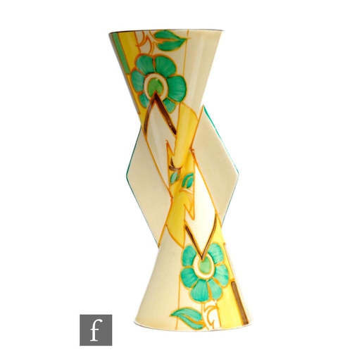 269 - Clarice Cliff - Moonflower - A shape 371 Yo-Yo vase circa 1933, hand painted with an abstract flower... 