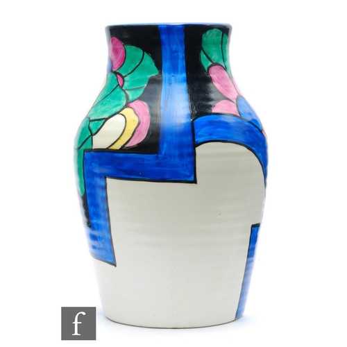 272 - Clarice Cliff - Latona Dahlia - A single handled Lotus jug circa 1930, hand painted with stylised fl... 