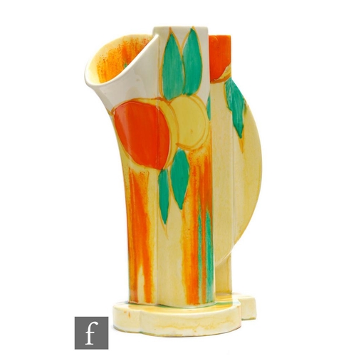 293 - Clarice Cliff - Delecia Peaches - A shape 469 Liner vase circa 1932, hand painted with stylised frui... 