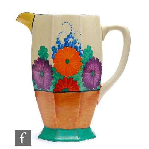 298 - Clarice Cliff - Gay Day - A large Athens shape jug circa 1930, hand painted with a band of stylised ... 