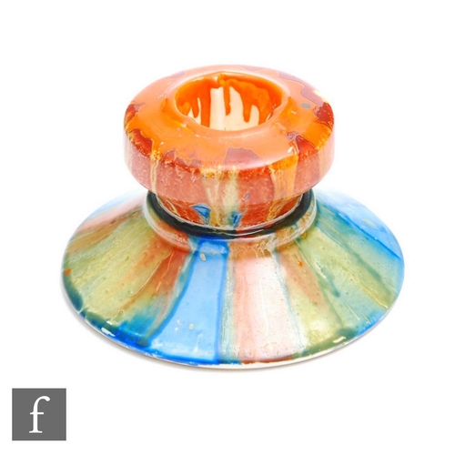 309 - Clarice Cliff - Delecia - A squat shape 331 candlestick circa 1930, hand painted with multicoloured ... 