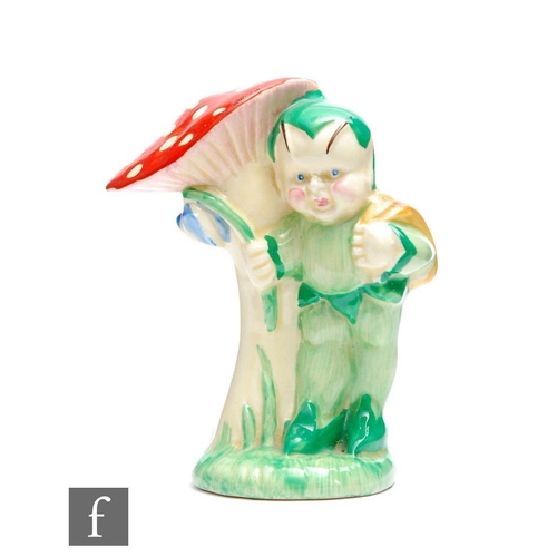 314 - Clarice Cliff - Gnome Ware - A small novelty figure of a Pixie circa 1936, in green suit standing be... 