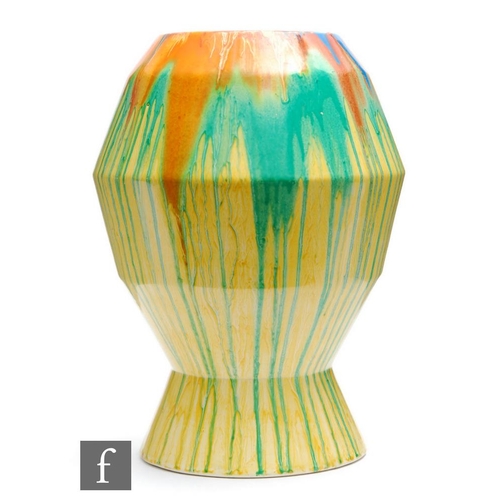 321 - Clarice Cliff - Delecia - A shape 365 vase circa 1930, hand painted with mixed palette Delecia strea... 