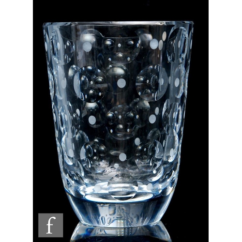 401 - Simon Gate - Orrefors - A 1930s clear crystal glass vase of tumbler form with a heavy cased wall ext... 