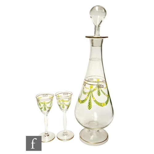 5 - Theresienthal - An early 20th Century decanter of footed tapering ovoid form with hollow blown stopp... 