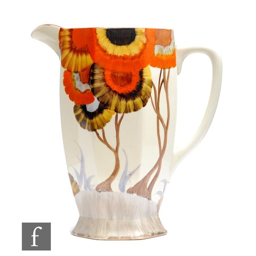 67 - Clarice Cliff - Rhodanthe - An Athens shape jug circa 1934, hand painted with a stylised tree landsc... 