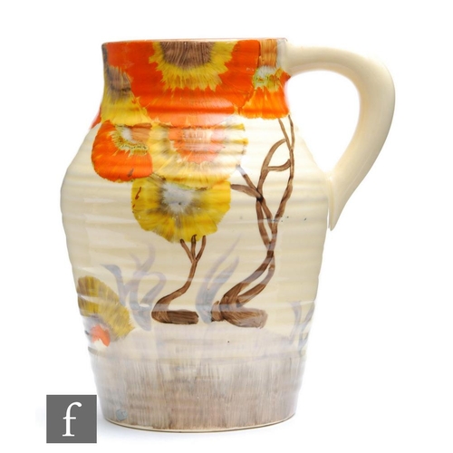 68 - Clarice Cliff - Rhodanthe - A small Clarice Cliff single handled Lotus jug circa 1934, hand painted ... 