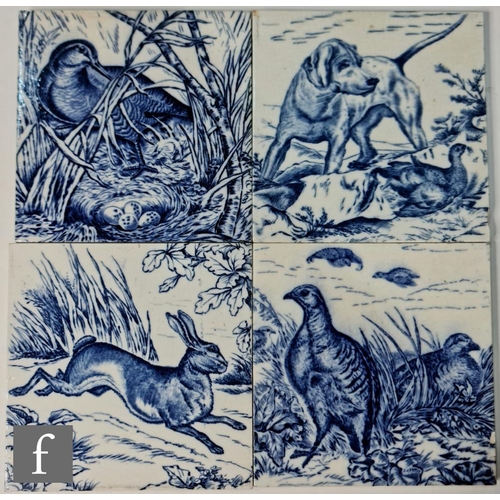 702 - Wedgwood - Four 6 inch tiles from the Game series, pattern 291 comprising Surprised Dog and Grouse, ... 