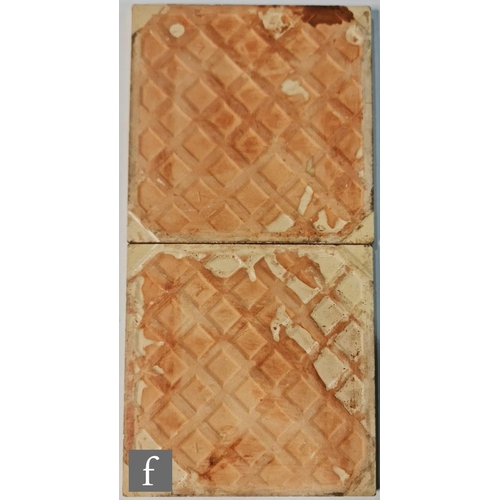 735 - Minton - Two 6 inch tiles from the Watteau series in brown and cream.