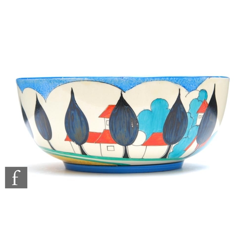 85 - Clarice Cliff - May Avenue - A large Holborn shape fruit bowl circa 1933, hand painted with a stylis... 