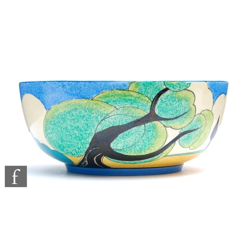 85 - Clarice Cliff - May Avenue - A large Holborn shape fruit bowl circa 1933, hand painted with a stylis... 