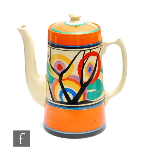 86 - Clarice Cliff - Circle Tree (RAF Tree) - A Tankard shape coffee pot circa 1929, hand painted with a ... 