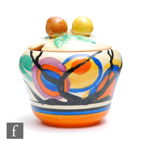 88 - Clarice Cliff - Circle Tree (RAF Tree) - A shape 230 preserve pot and cover circa 1929, hand painted... 