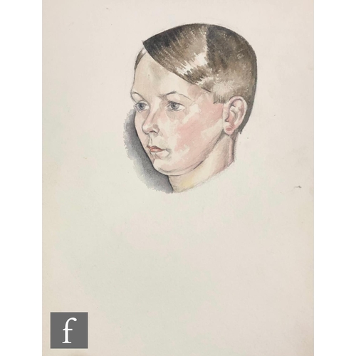 342 - Albert Wainwright (1898-1943) - A portrait of Eric Spence as a boy, bust length, watercolour, signed... 