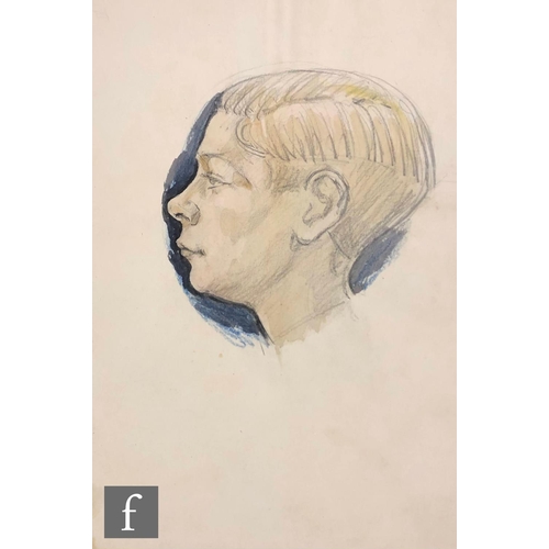 344 - Albert Wainwright (1898-1943) - A portrait of Fred Johnson as a boy, bust length in profile, waterco... 