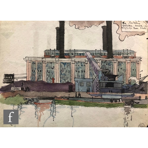 360 - Albert Wainwright (1898-1943) - The Power Station, a study of an industrial scene, to the reverse a ... 