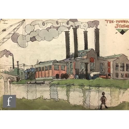 360 - Albert Wainwright (1898-1943) - The Power Station, a study of an industrial scene, to the reverse a ... 