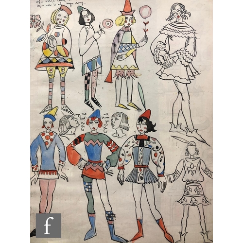 382 - Albert Wainwright (1898-1943) - A sketch depicting various sketches of costume designs, to the rever... 