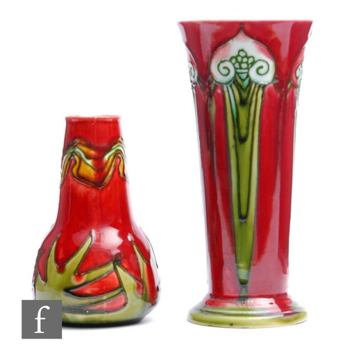 29 - Minton Secessionist - Two early 20th Century vases, the first of footed flared form printed No.1, he... 