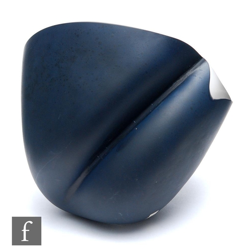 1211 - Jane Beebe - A later 20th Century studio glass bowl, the asymmetrical ovoid body with a fluted detai... 