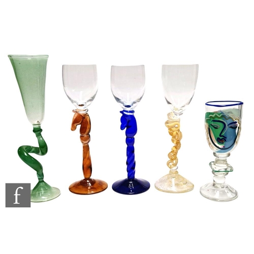 1217 - Unknown - A group of contemporary continental glass goblets, of various makers and patterns, to incl... 