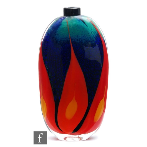 1248 - Peter Layton - A contemporary studio glass vase, of compressed ovoid form with short collar neck, de... 