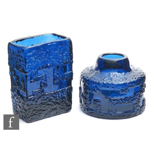 923 - Gote Augustsson - Ruda Glassworks - A 1960s Cobalt series moulded glass vase, of square form decorat... 