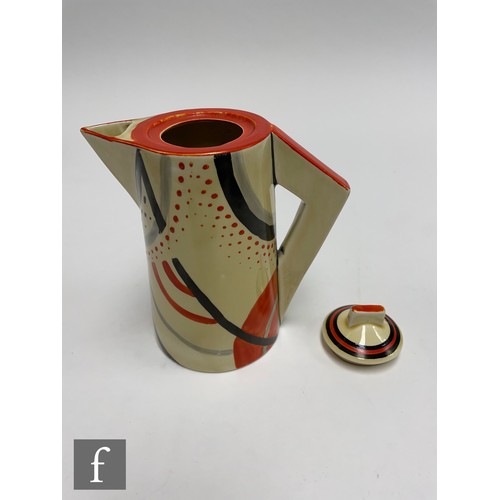 171 - Clarice Cliff - Carpet (Red) - A Conical Coffee service circa 1930, hand painted with an abstract sp... 