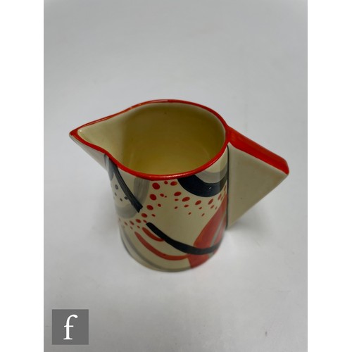 171 - Clarice Cliff - Carpet (Red) - A Conical Coffee service circa 1930, hand painted with an abstract sp... 