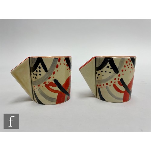 171 - Clarice Cliff - Carpet (Red) - A Conical Coffee service circa 1930, hand painted with an abstract sp... 