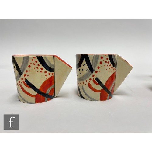 171 - Clarice Cliff - Carpet (Red) - A Conical Coffee service circa 1930, hand painted with an abstract sp... 