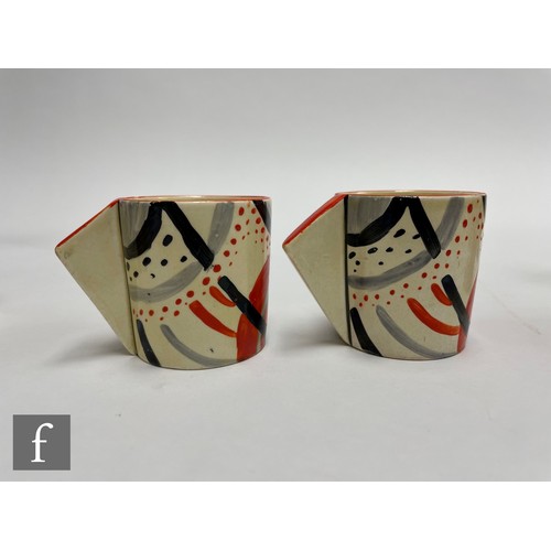 171 - Clarice Cliff - Carpet (Red) - A Conical Coffee service circa 1930, hand painted with an abstract sp... 