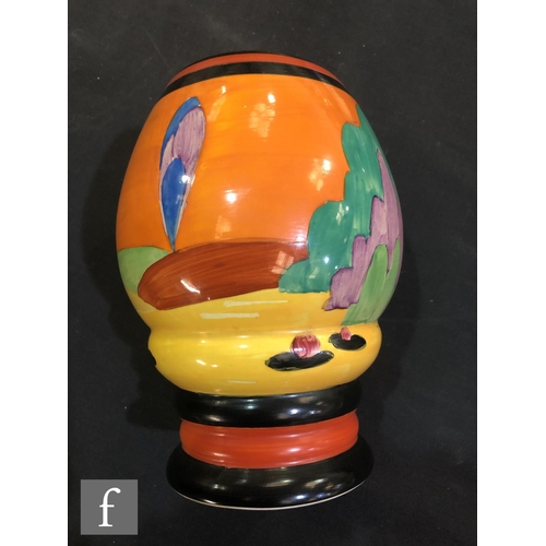 111 - Clarice Cliff - Applique Orange Avignon - A shape 362 vase circa 1930, hand painted with a stylised ... 