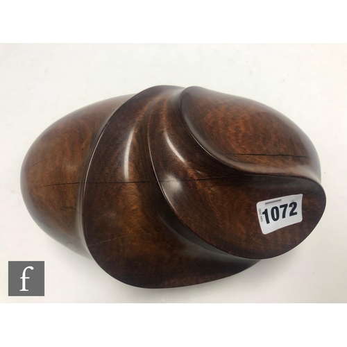 1072 - Jean Christophe Couradin - A hand carved and polished sculptural wooden form in snake wood, of ovoid... 